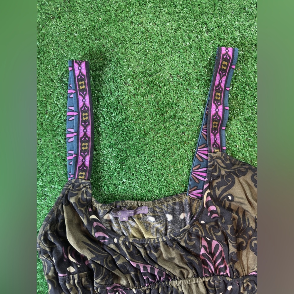 Hale Bob Chic Y2K Black, Army Greenish Brown and Purple Sleeveless Top - Picture 4 of 7